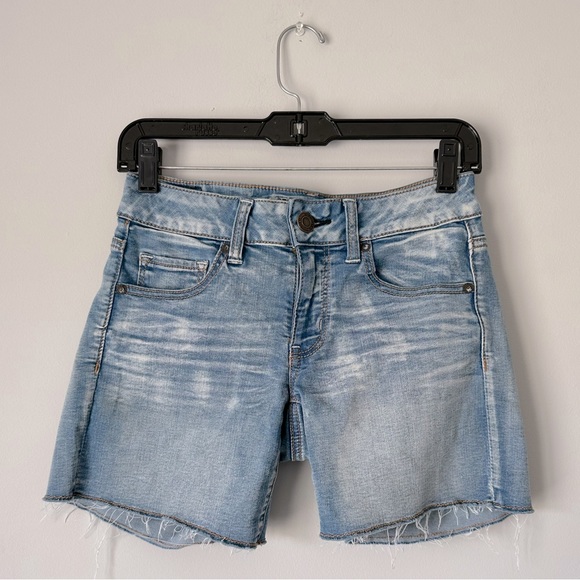 American Eagle Outfitters Pants - american eagle super stretchy midi denim jean shorts size 4